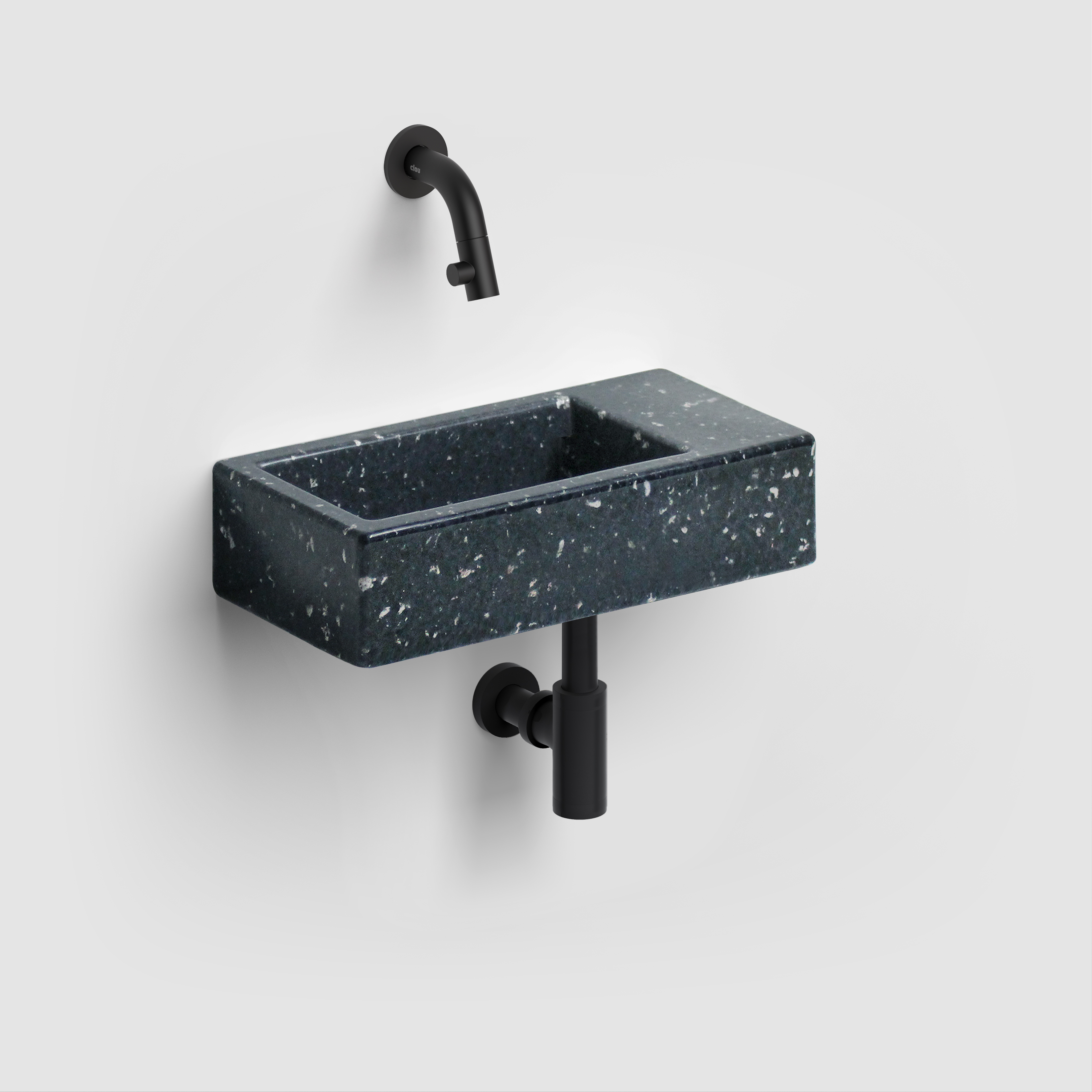 Clou Flush 3 fontein 36cm rechts gerecycleerd heelal zwart PE CL/03.80031